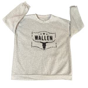 Women's Size XL Morgan Wallen logo Gray Crew Sweatshirt